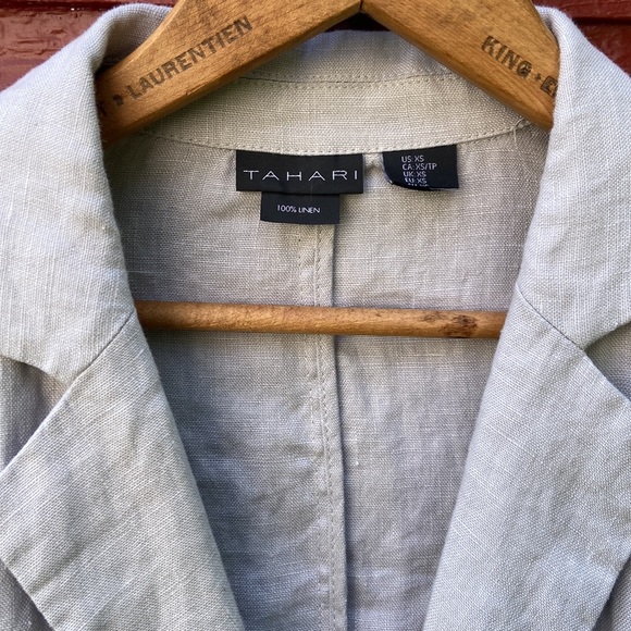 Tahari Notched Lapel Two Button Linen Blazer Women's Size XS - Picture 2 of 8